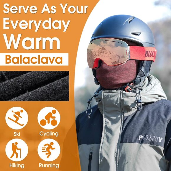 Balaclava Face Mask Windproof Thermal Hooded Hat for Men and Women Polyester - Picture 5 of 9